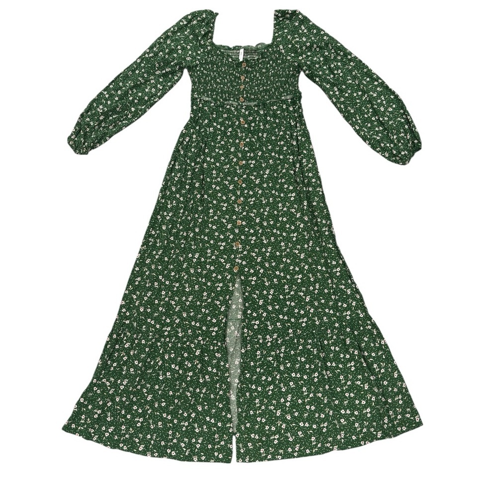 71. Women Green Floral Maxi Dress Size Large